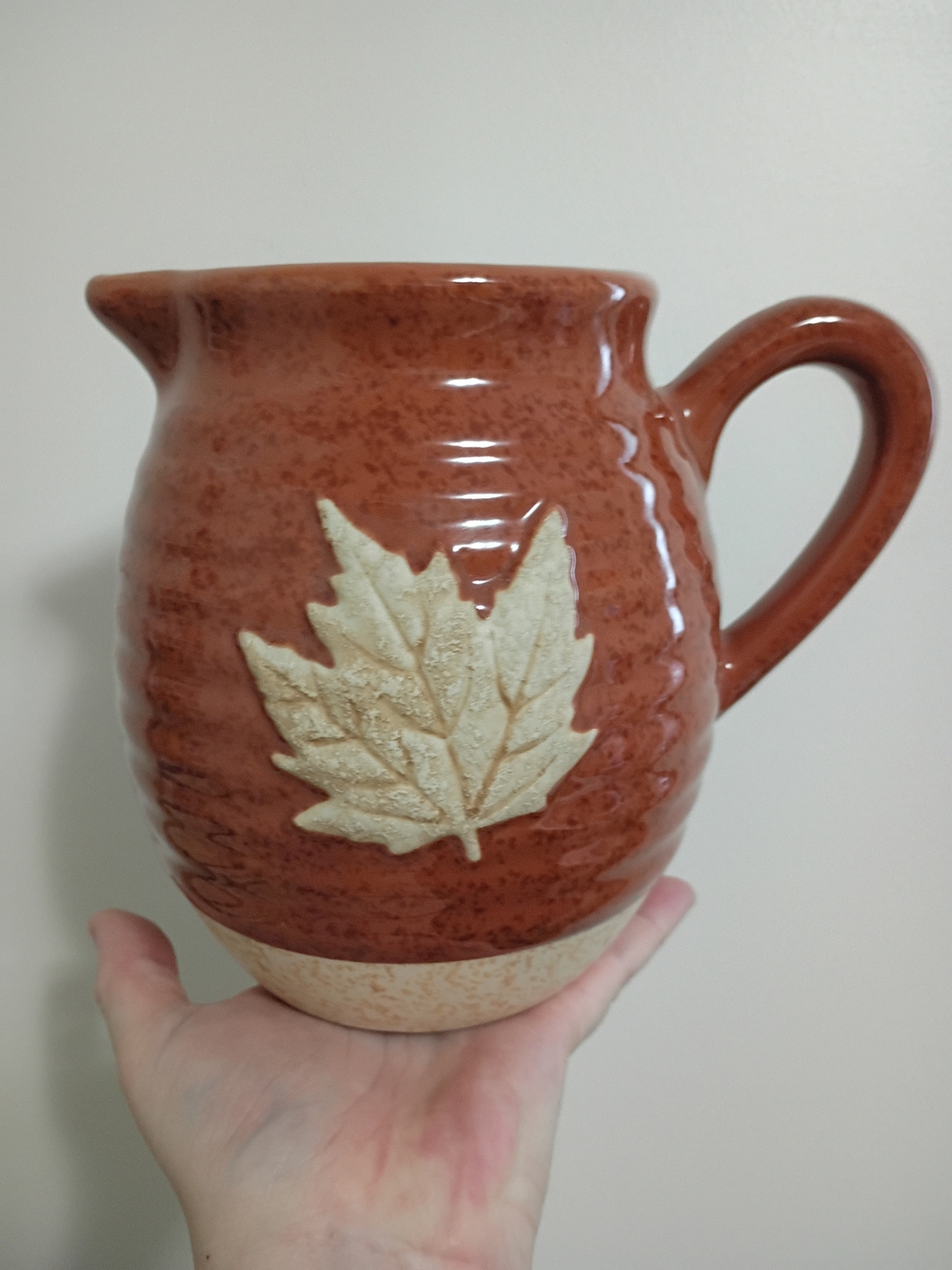 Teleflora’s Burnt Orange Maple Leaf Ceramic Pitcher/ Vase